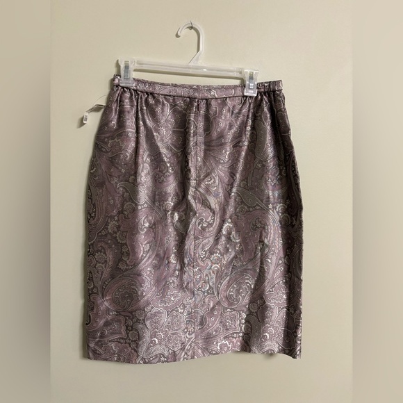 Talbots Vintage Silk Blend Jacquard Paisley Skirt Size 10 New Dead Stock Pink - Picture 2 of 5